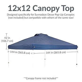 Amazon.com: Sunnydaze Pop-Up Canopy Replacement Top - 12x12